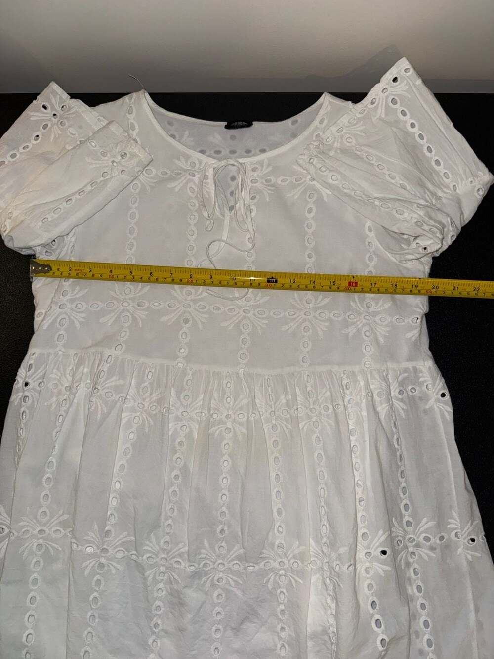 CAL STYLE White Eyelet Embroidered Tiered Mini Dress - Picture 6 of 7